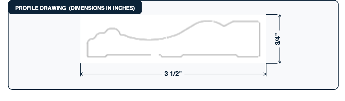 Colonial Casing profile drawing with dimensions in inches